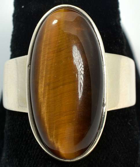 Large Tiger's Eye Ring in Sterling Silver
