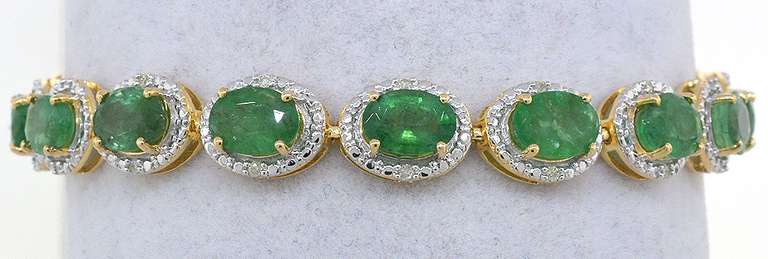Sparkling Emerald & Diamond Bracelet in Vermeil