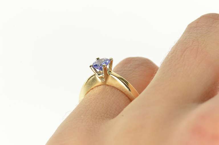 14K Yellow Gold Round Tanzanite Solitaire Simple Engagement Ring