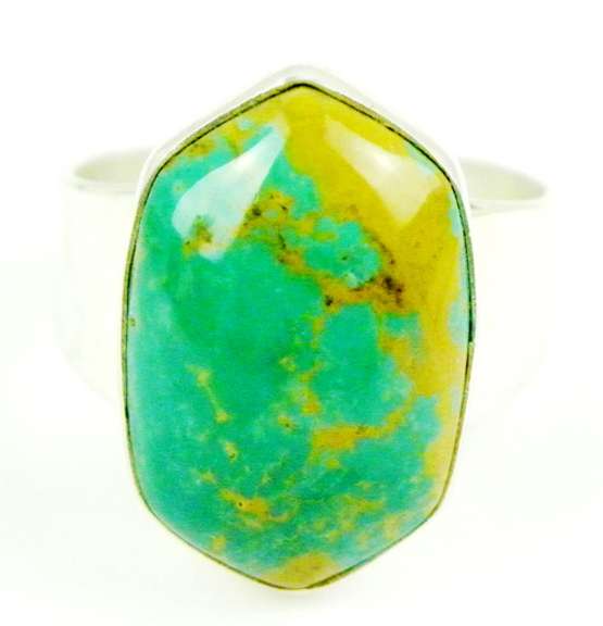Contemporary Wide Sterling Turquoise Ring, 10.5