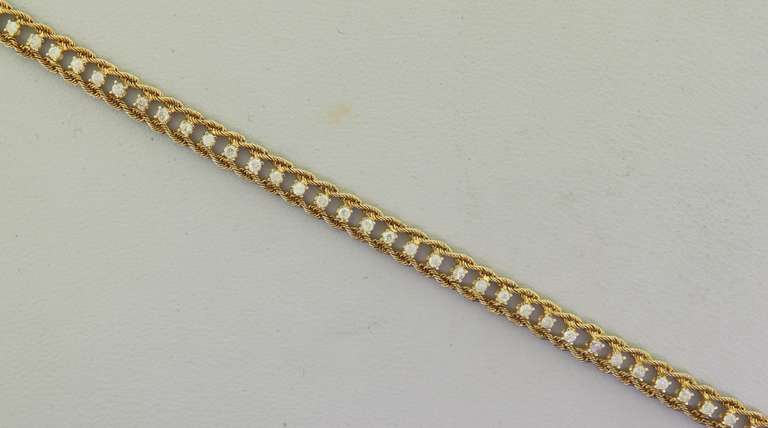 Vintage Yellow Gold Individual Prong Set Diamond Bracelet