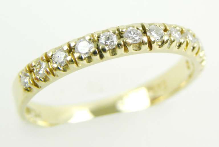 Early 14K Band of 12 Diamonds, Size 6.75