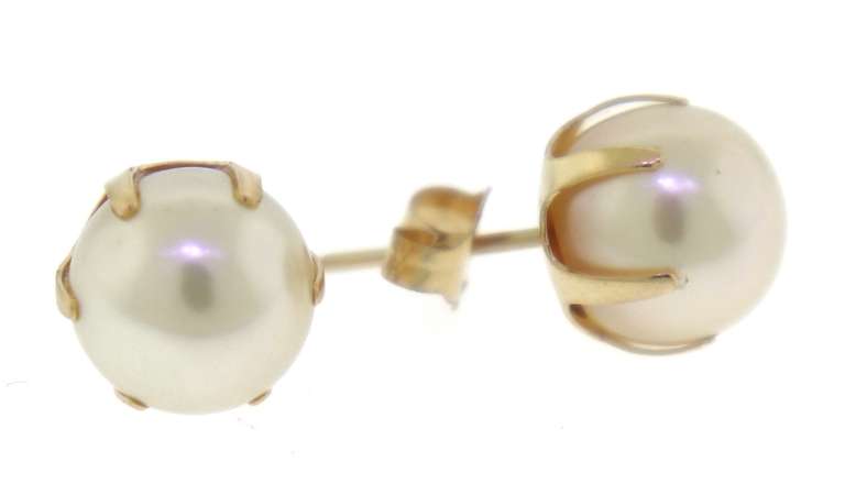 Elegant 8.25mm Pearl Stud Earrings