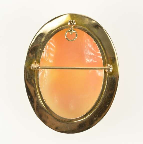 10K Yellow Gold Etched Design Victorian Carved Lady Cameo Pendant/Pin