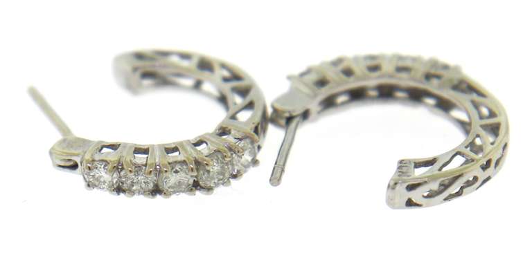 Stunning RBC Diamond Hoop Earrings in White Gold