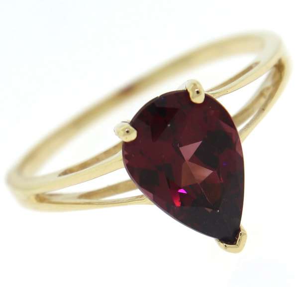 Stunning Pear Rhodalite Solitaire Ring