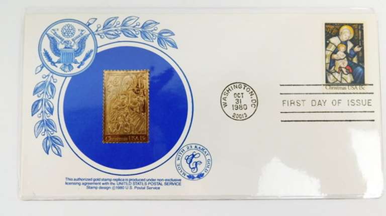 5 Christmas 1st Day Covers & 23KT Gold Foil Stamps