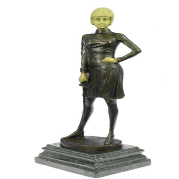 Fencer with Faux Bone holding Foil Bronze Sculpture