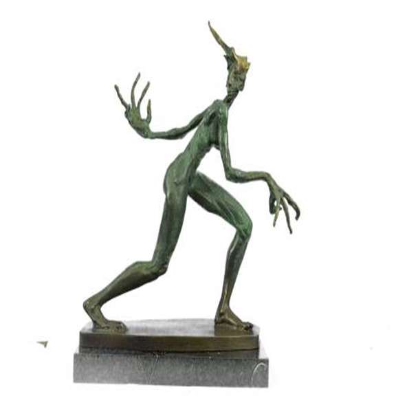 Female on Marble Base Bronze Sculpture