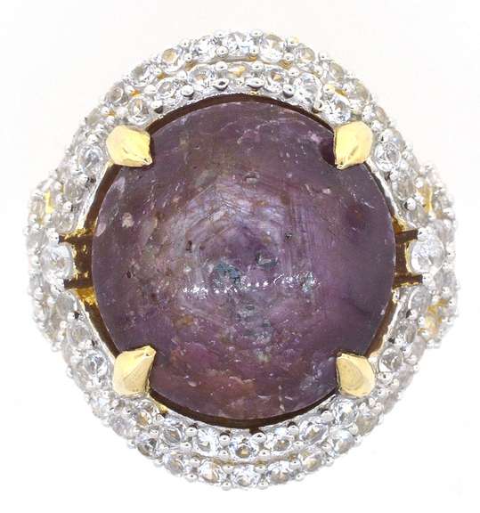 Powerful Massive 16.59CTS Star Ruby & White Sapphire Ring in Sterling Silver