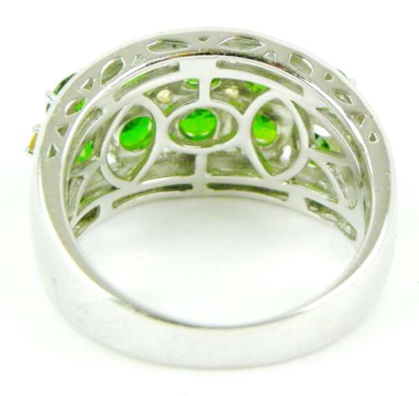 Wide Chrome Diopside & Sapphire Sterling Ring, Size 10