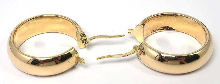 Wide 14KT Yellow Gold Hoop Earrings