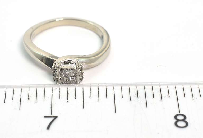 Princess Cut Cluster Ring in White Gold
