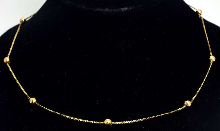 14KT Gold Bead Stationary Necklace