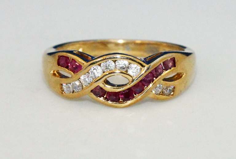 Ruby Encrusted Love Knot Ring