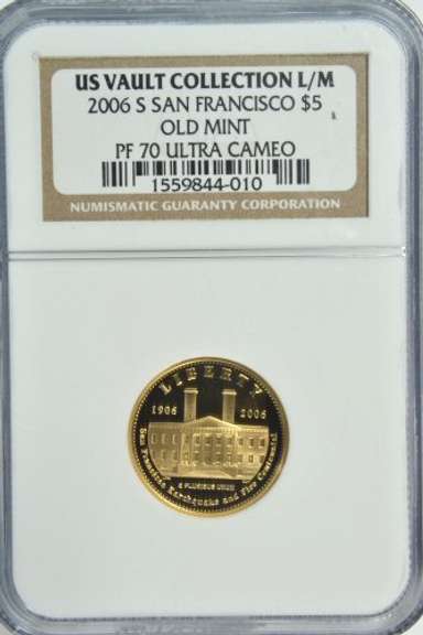 Flawless 2006-S Old San Fran Mint $5 Gold. NGC PF70UC