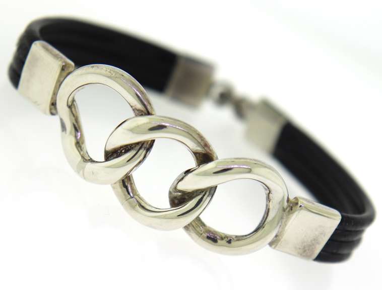 Sterling Silver & Leather Link Bracelet