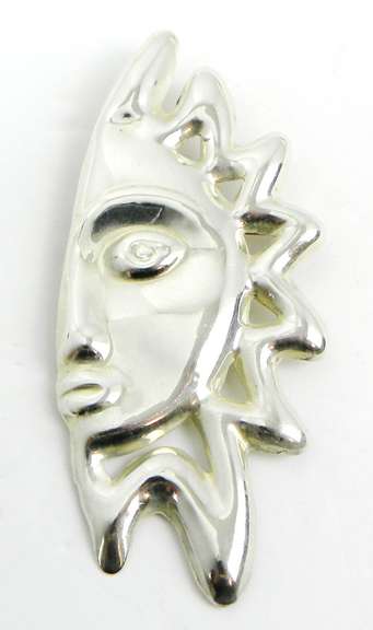 Large Sterling Sun Face Pin/Pendant
