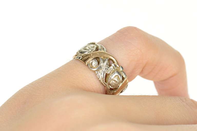14K White Gold 9.3mm Victorian Etched Scroll Wedding Band Ring