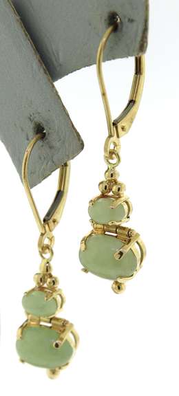 Favorite Yellow Gold Double Jade Dangle Earrings