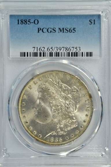 Solid Gem BU 1885-O Morgan Silver Dollar. PCGS MS65