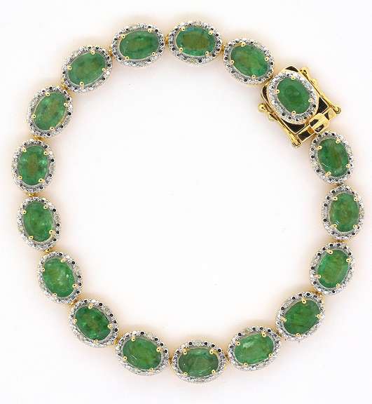 Sparkling Emerald & Diamond Bracelet in Vermeil