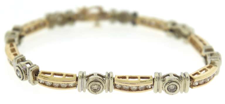 Dazzling 14kt Channel & Bezel Set Diamond Bracelet