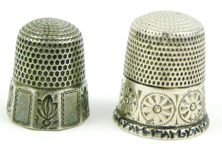 2 Excellent Antique Sterling Silver Thimbles