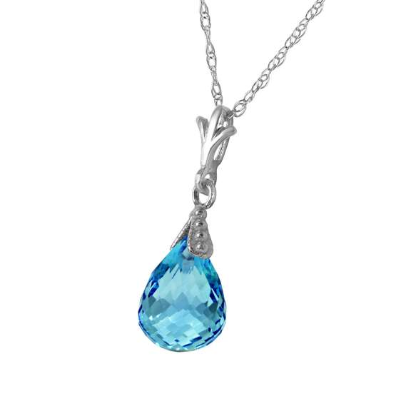 olid White Gold Necklace Briolette Blue Topaz