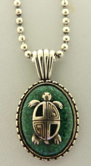Sterliomg Silver Green Jasper Necklace