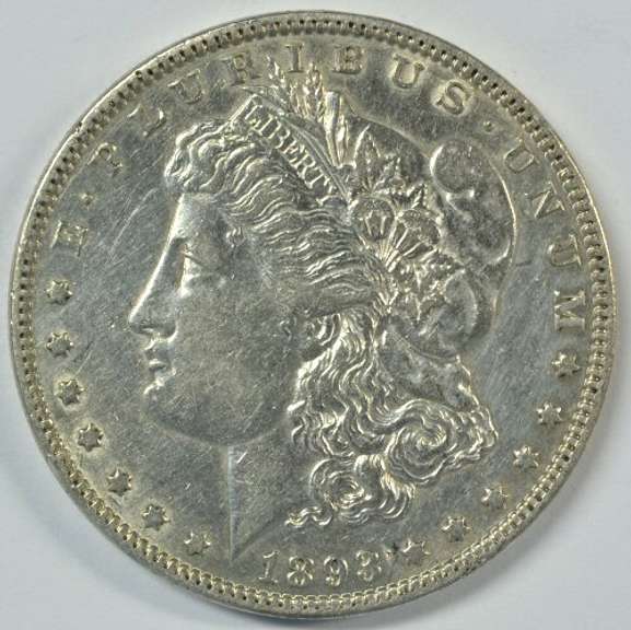 Near Mint 1893-P Morgan Silver Dollar. Rare key date