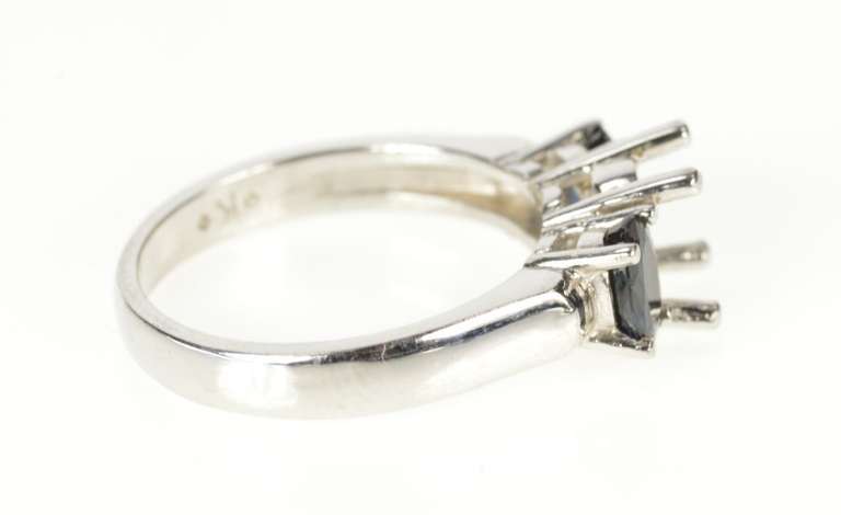 Platinum Oval Prong Sapphire Accent Engagement Setting Ring