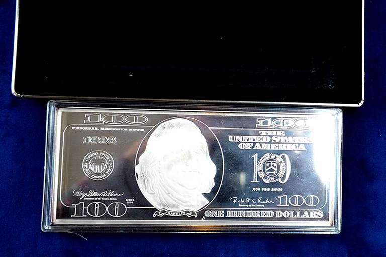 1998 Four Oz Franklin Silver bar