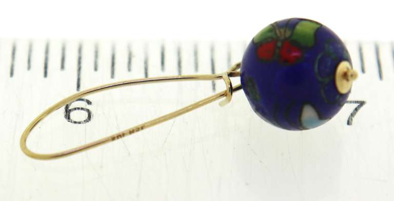 Blue Enamel Cloisonne Bead Earrings
