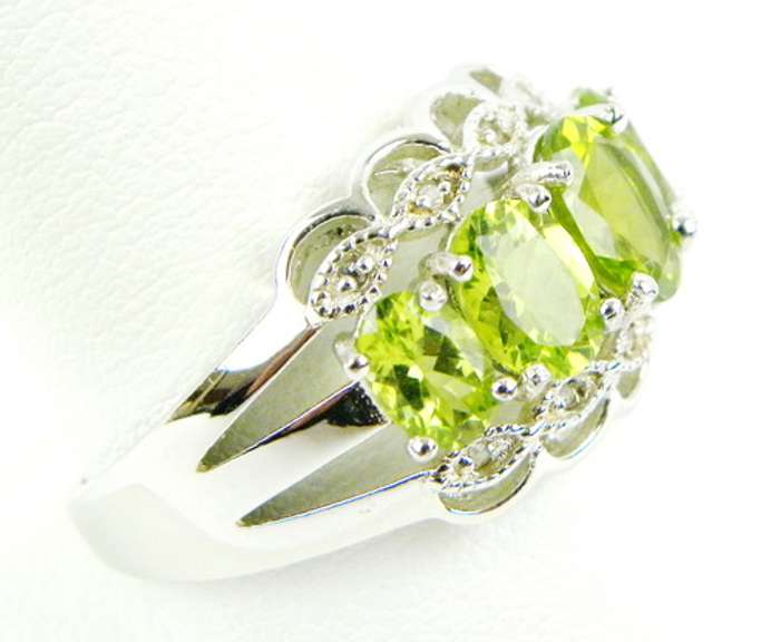 Stellar Sterling Peridot Ring, Size 11.5