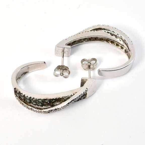 Unique Green & White Diamond Earrings