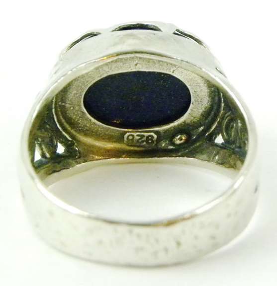 Sterling Filigree Ring with Large Lapis, Size 10