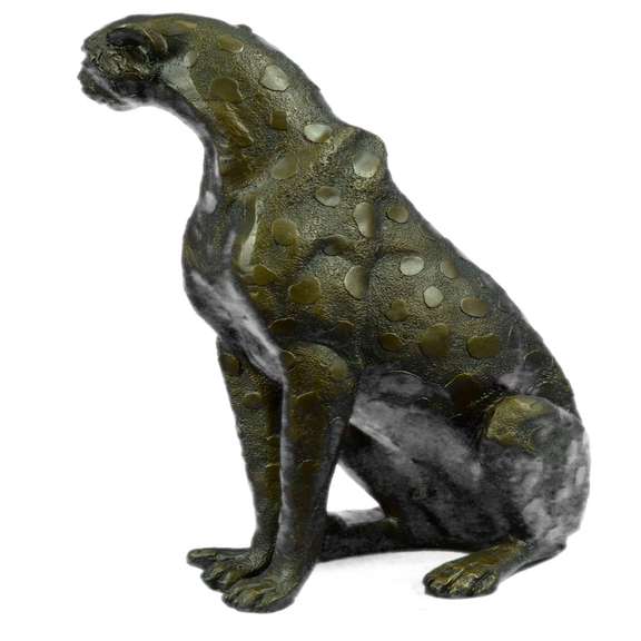 Cheetah Cougar Wild Life Bronze Sculpture