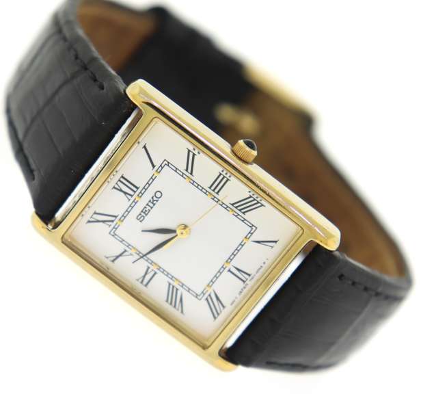 Seiko Tank Rectangle Gold Plated Quartz Watch