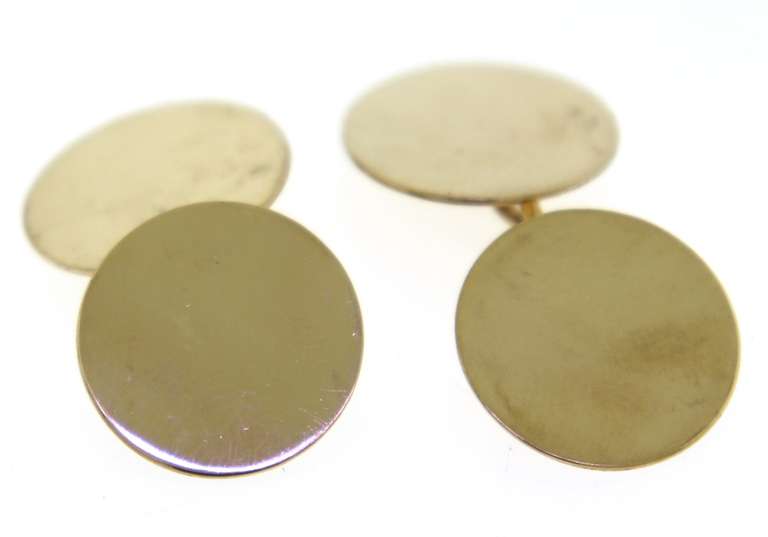 Amazing Yellow Gold High Polish Round Cufflinks
