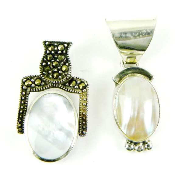 2 Sterling Mother of Pearl Pendants