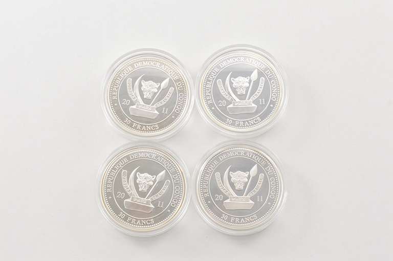 2011 Dominican Republic Of Congo 30 Francs - 4 Coin Set - Box & COA