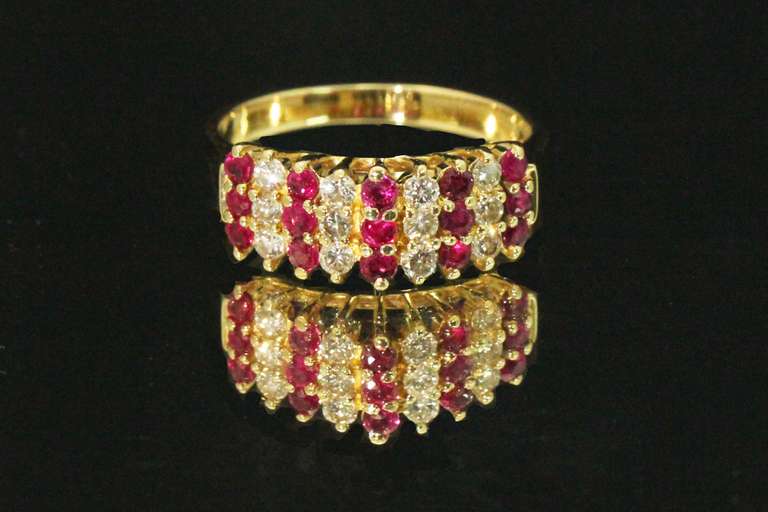 Sparkling Ruby & Diamond Cocktail Ring in 14k