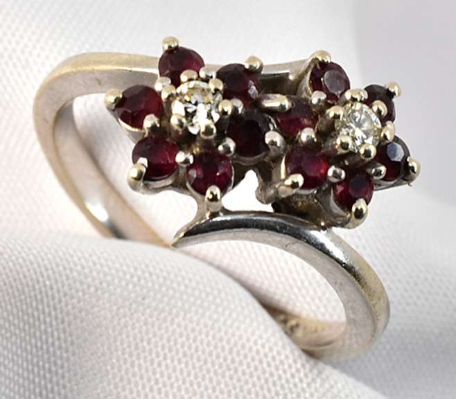White Gold Ruby & Diamond Ring