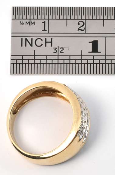 Wide Ring with 7 Rows of Diamonds