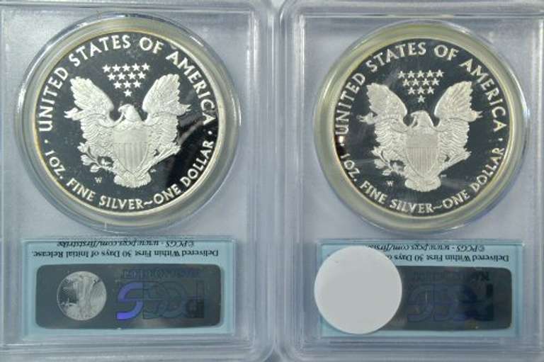 Two 2011-W Deep Cameo FIRST STRIKE Eagles PCGS PR69DCAM