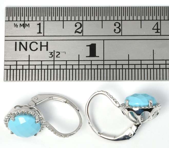Stylish Turquoise and Diamond Earrings in 14K WG