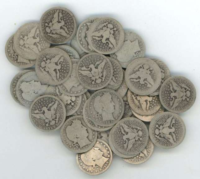 Bag of 40 assorted Full Date circ Barber Head Quarters