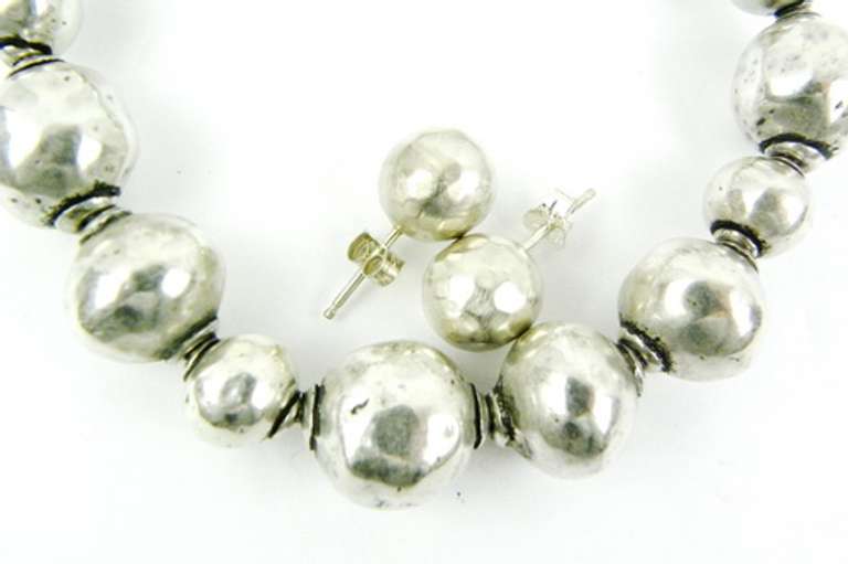 Silpada Hammered Bead Bracelet & Earrings