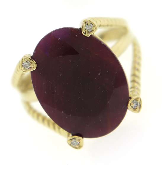 Charming Treated Ruby w Diamond Accent Ring